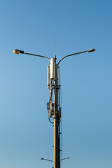 equipment and antenna mobile cellular GSM standard is installed on the light support