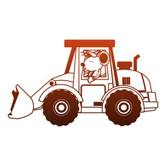 worker mouse driving backhoe vector illustration graphic design