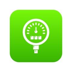 Pressure meter icon green vector