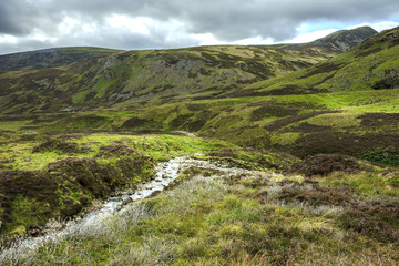 Scottish landscape. Cairngorm Mountains in Royal Deeside. Braemar, Aberdeenshire, Scotland, United Kingdom.