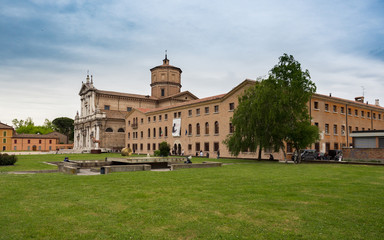 View of basilica of Santa Maria in Porto and Museum of Art in the city of Ravenna, Italy.