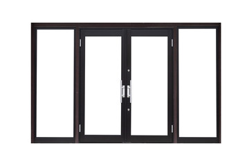 Black metal door isolated on white background