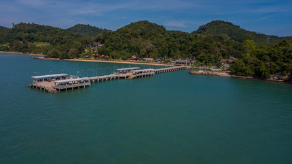 aerial view landscape of port  Koh Yao Noi ,  Krabi Thailand