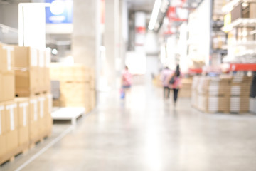 Blurred business background, Blur warehouse with bokeh light background