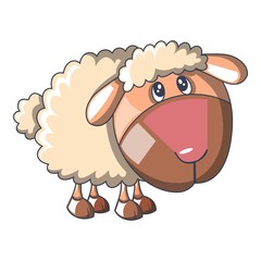 Sad sheep icon, cartoon style