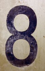 Written Wording in Distressed State Typography Found Number eight 8 
