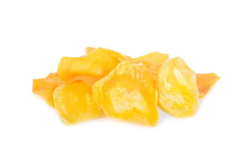 fried durian chips on white background
