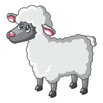Young sheep icon, cartoon style