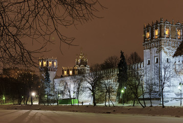 Russian Orthodox monastery church in sunny weather blue sky