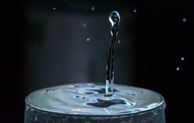 water drop in a glass