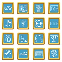 Soccer football icons set sapphirine square vector