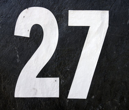 Written Wording in Distressed State Typography Found Number Twenty Seven 27