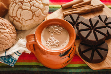 chocolate mexicano, cup of mexican chocolate from oaxaca mexico