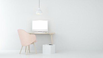 The interior relax space 3d rendering and white background minimal japanese