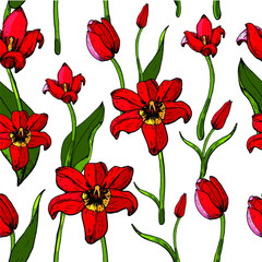 Pattern. Spring tulips for future design.