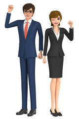 3D illustration character - The business men of the victory pose.