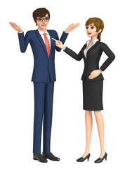 3D illustration character - Two fighting businessmen.