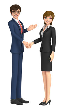 3D illustration character - The businessmen who shake hands.