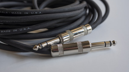 Silver color Audio jacks with black cable