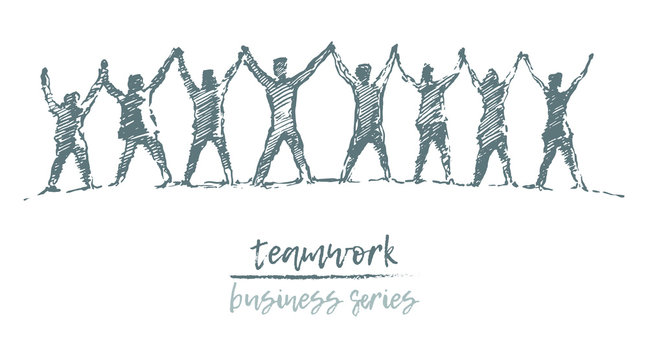 Business people hands spirit togetherness vector