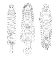 Shock absorber collection outline. Vector