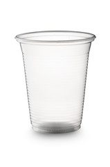 Disposable plastic cup isolated on white background
