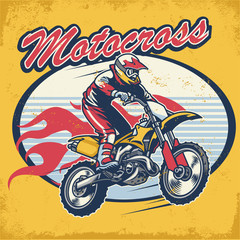 retro motocross design badge