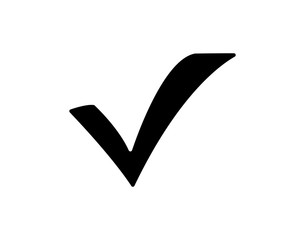 Modern check or tick mark black icon on white background 