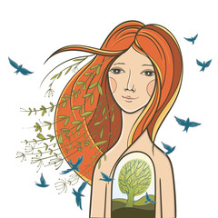 Picture about the soul, the harmony of the inside, about the unity with nature.