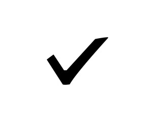 Modern check or tick mark black icon on white background 