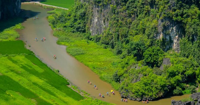 River through the Karst Mountains in Ninh Binh Province, Vietnam