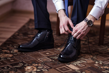 businessman clothes shoes, man getting ready for work,groom morning before wedding ceremony