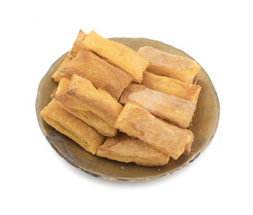 Crunchy Puff Snack Bakery Food Also Know As Khari Indian Tea Time Snack isolated on white background 