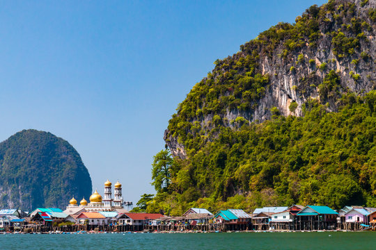 Koh Panyi island with fishing village in Phang Nga Bay, Thailand