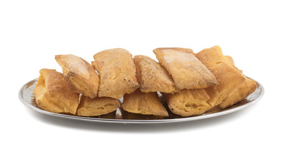 Crunchy Puff Snack Bakery Food Also Know As Khari Indian Tea Time Snack isolated on white background