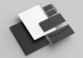 Corporate identity stationery mock up isolated on gray background. 3D illustrating.