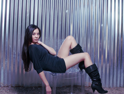 Beautiful Asian model, stylish fashion shoot 