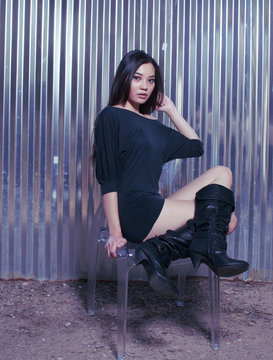 Beautiful Asian model, stylish fashion shoot 