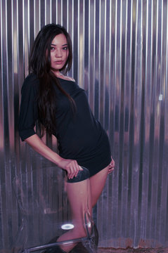 Beautiful stylish Asian model fashion shoot