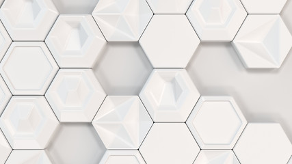 Abstract 3d background made of white hexagons
