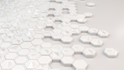 Abstract 3d background made of white hexagons