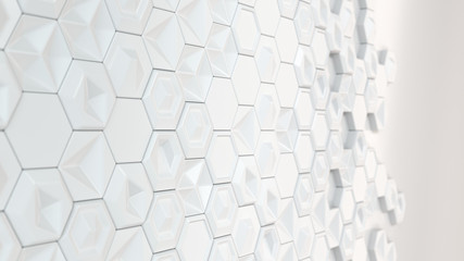 Abstract 3d background made of white hexagons