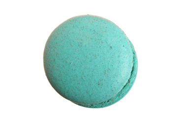 blue macaroon isolated on white background without a shadow closeup. Top view. Flat lay