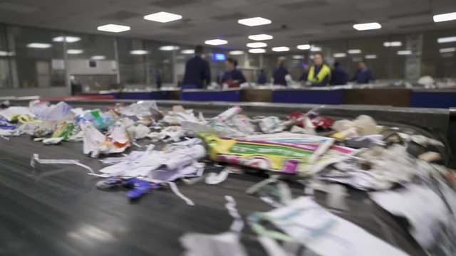 View of waste papers being recycled in recycling plant