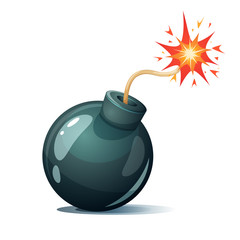 Cartoon bomb, fuse, wick spark icon Vector eps 10