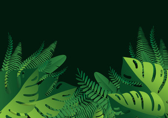 Tropical leaves. Paper cut style