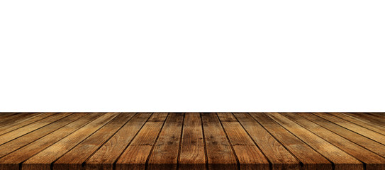 Wood table isolate on white background, wood floor - Can used for display or montage or mock up your products. 