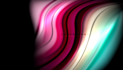 Fluid wavy multicolored lines on black