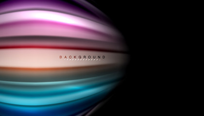 Fluid wavy multicolored lines on black