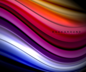 Fluid wavy multicolored lines on black